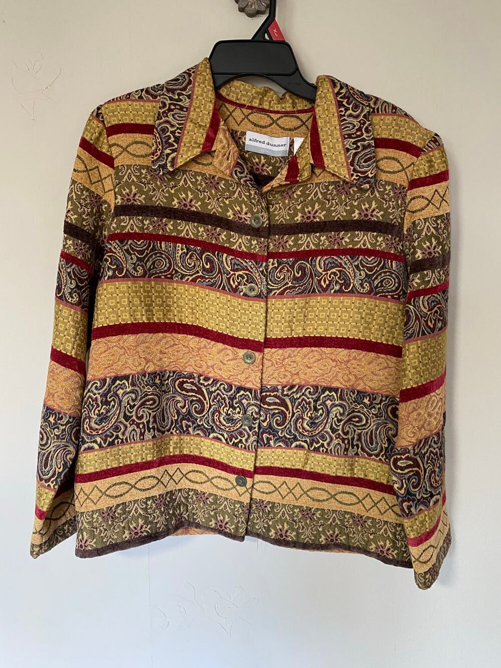 Vintage Alfred Dunner Tapestry Brocade Jacket Paisley Stripes 90s Y2K 14P